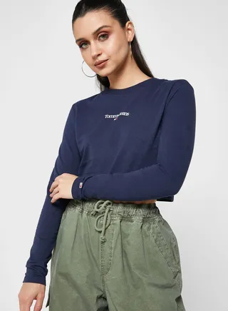 Round Neck Logo Crop Top