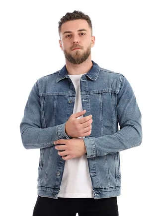 Casual Plain/Basic Collared Neck Long Sleeve  Jackets Blue 