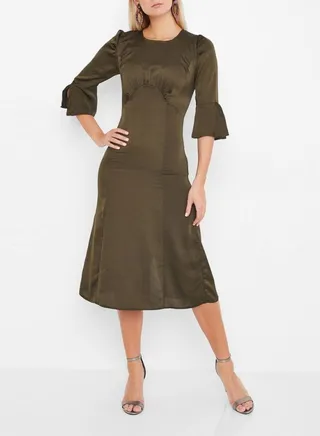 Round Neck Dress Olive Green 