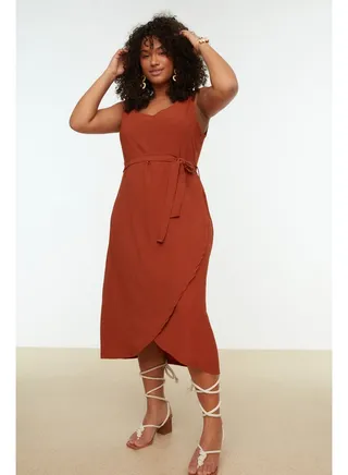 Tile Belted Double Breasted Knitted Dress TBBSS22AH0144 