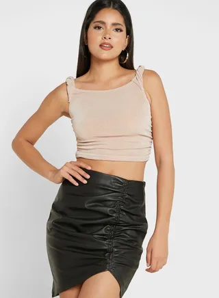 Twisted Sleeves Ruched Top 