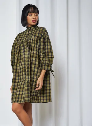 Chequered Dress Ivy Green 