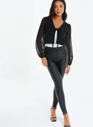 Tie Detail Mesh Crop Top