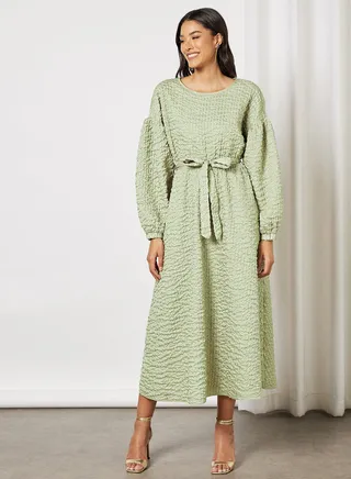Belted Midi Dress Desert Sage 
