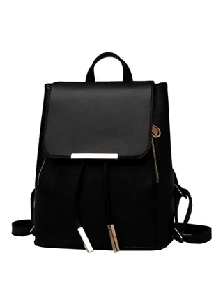 Faux Leather Backpack Black 