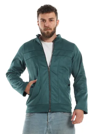 Mens Chamois Jacket With Zipper And Inner Lining 