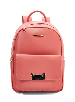 Faux Leather Backpack Red 