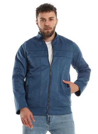 Mens Chamois Jacket With Zipper And Inner Lining 