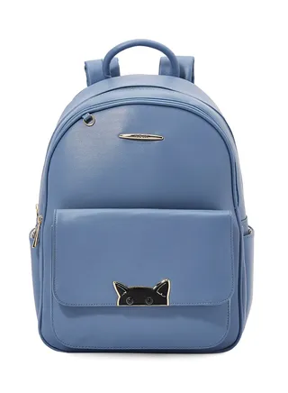 Faux Leather Backpack Blue 