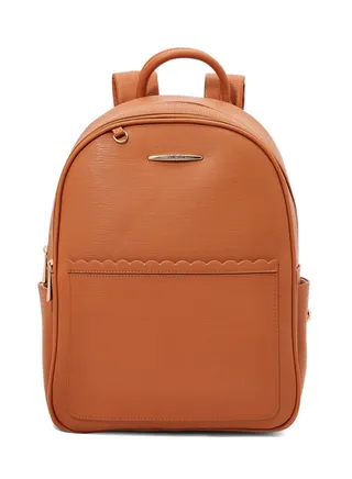 Faux Leather Backpack Brown 