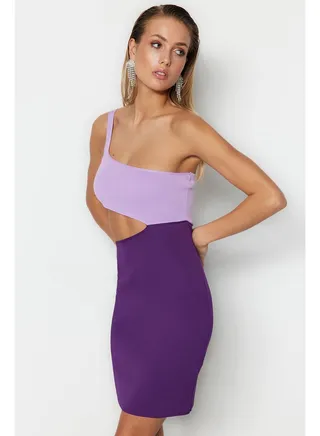 Woman Dress Purple-Multicolor 