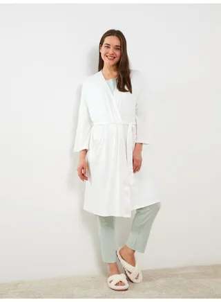 Shawl Collar Plain Maternity Dressing Gown 