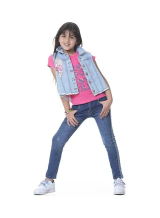Printed Collared Neck Straps Vest Blue 