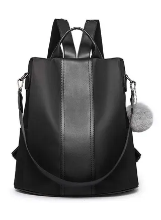Women Backpack, Leisure Ladies Rucksack, Water-Resistant Nylon School Bags Anti-Theft Daypack Shoulder Bag, Elegant Modern For Work Shopping Travel (black) 