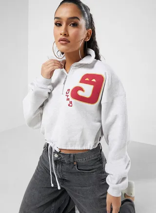 Logo High Neck Cropped Top