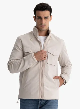 Jacket Gabardine Stylish Men's With Collar Water Proof 