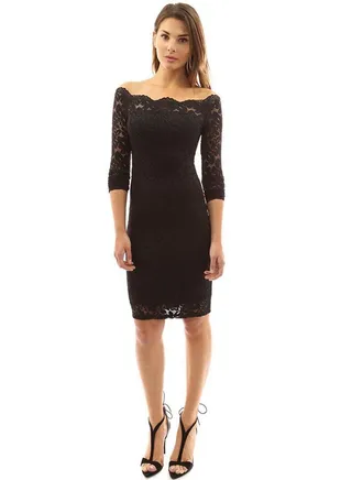 Long Sleeve Party Sheath Dress Black 