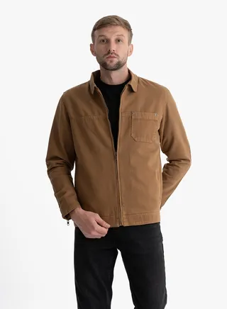 Jacket Gabardine Stylish Men's With Collar With Fur 