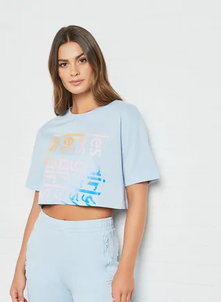 Repeat Logo Crop Top Cashmere Blue 