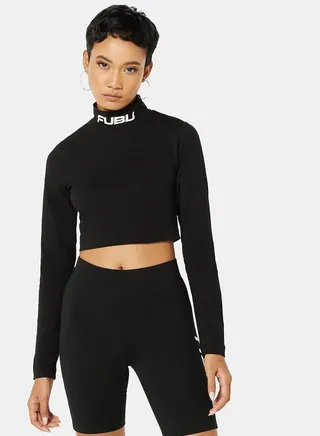 Logo High Neck Crop Top 