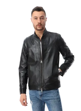 Fashion Genuine Leather Winter Jacket 