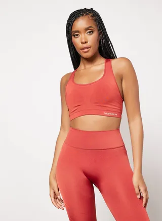 Seamless Logo Crop Top Brown 