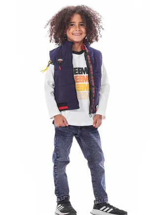 Navy Puffer Vest For Boys 