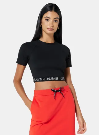 Polyester Milano Crop Top Black 