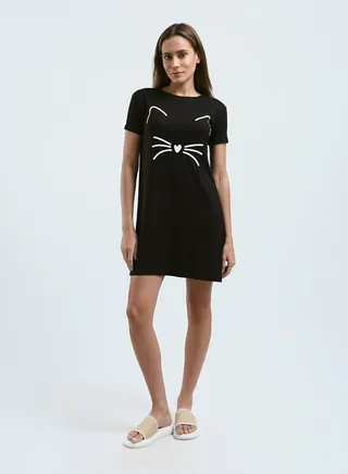 Sleepshirt Cotton Short Sleeves Printed 