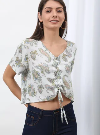 Fashionable Printed Crop Top Multicolour 