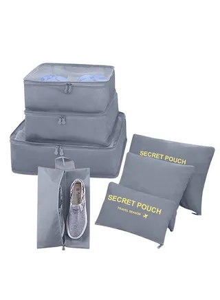 7PCS Packing Cubes for Suitcases, Travel Luggage Packing Organizers with Laundry Bag, Compression Storage Shoe Bag, Clothing Underwear Bag, for Man & Women 