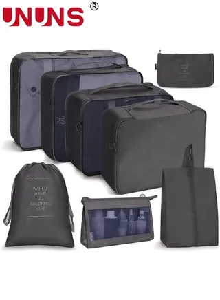 Packing Cubes,8 Pack Travel Luggage Organizers Storage Bags For Travel,Various Sizes Packing Cubes For Suitcases,Travel Accessories Essentials,Light Travel Cubes For Carry On Suitcases,Black 