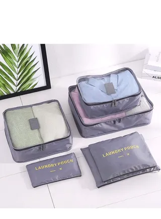 Pack of 6 Packing Cubes-Compression Travel Luggage Organizer Storage Bag 