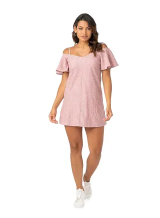 Short Stripped Linen Dress 