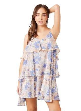Floral Tiered Flounce Mini Dress 