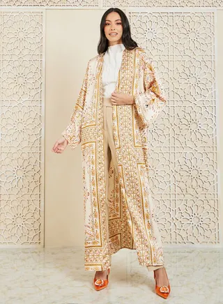 Paisley Bohemian Print Maxi Length Kimono 