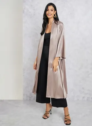 Oversized Satin Jacquard Midi Kimono 