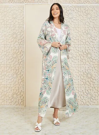 Paisley Bohemian Print Maxi Length Kimono 