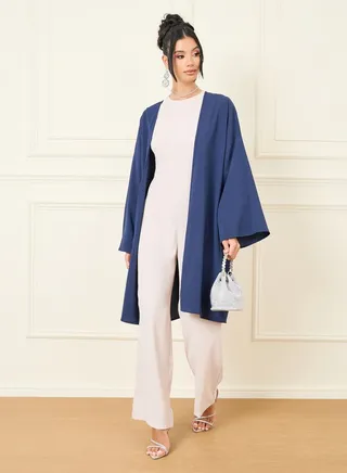 Oversized Textured Longline Midi Length Kimono 