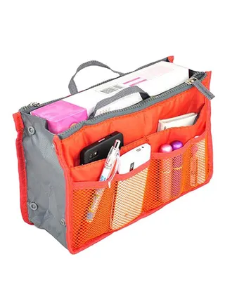 13 Pocket Ladies Hand Bag Organizer Orange 