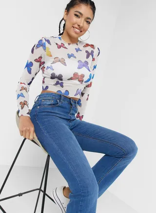 Printed Sheer Top 