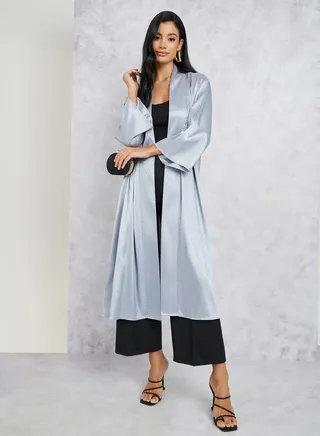 Oversized Satin Jacquard Midi Kimono 