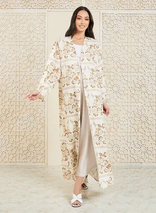 Floral Bohemian Print Maxi Length Kimono 