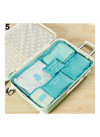 6-Piece Large Capacity Travel Storage Bags Sky Blue 