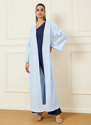 Regular Fit Textured Maxi Length Kimono 