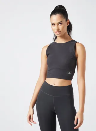 Ribbed Crop Tank Top Black 