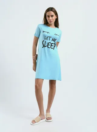 Sleepshirt Cotton Short Sleeves Printed 