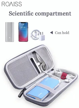 Power Bank Charger Storage Bag Mobile Phone Protection Bag Waterproof Soft Safety Flannel Lining Travel Accessories for Men Women Grey 