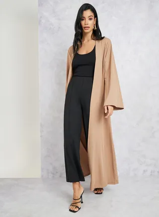 Textured Ribbed Kimono with Long Sleeves 