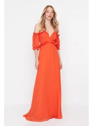 Sunflower Lined Chiffon Evening Dress TPRSS22AE00047 